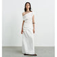 Elegant High-Waisted A- Line Skirt For Women Summer Commuting Long Dress Textile Song WhiteDrapedSideSlitLongDress