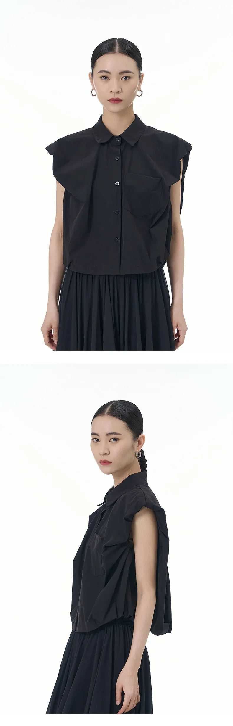 2024 Summer New Plus Size Women's Loose Fit Slimming Sleeveless Short Sleeve Shirt Cropped Trendy Cool Clothing