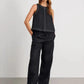 Wolfeel Cotton Linen Vest  Wide Leg Long Pants Set Women's Pants Sleeveless Top Casual Suit 2025 Spring Summer New Pant Sets