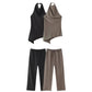 TRAFZA Women Vintage Solid Pant Sets Sexy Backless Halter Camis Top Asymmetric Tank Top + Drawstring Trousers Fashion Streetwear