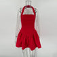 Trendix Ruffle Mini Dress Femme Sexy Backless Patchwork Sleeveless Slim A-Line Dress Vacation Casual Beach Party Elegant Dresses