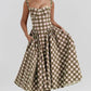 Women's French Style Long Dress with Solid/Floral/Checkered Multi Color Options Knee-Length Dress 2025 New Arrival