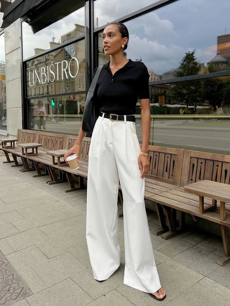 Light Luxury White Women Wide Leg Pants Spring and Autumn Temperament Versatile Commuting Leisure High Waist Straight Leg Pants