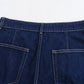 TRAFZA Summer Women Suits Denim Blue Turn-Down Collar Short Sleeves Pocket Decoration Shirts+Mid Waist Asymmetrical Shorts