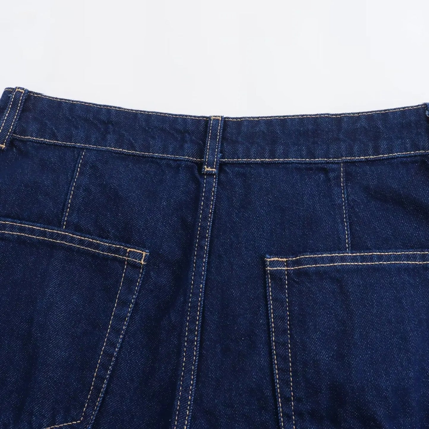 TRAFZA Summer Women Suits Denim Blue Turn-Down Collar Short Sleeves Pocket Decoration Shirts+Mid Waist Asymmetrical Shorts