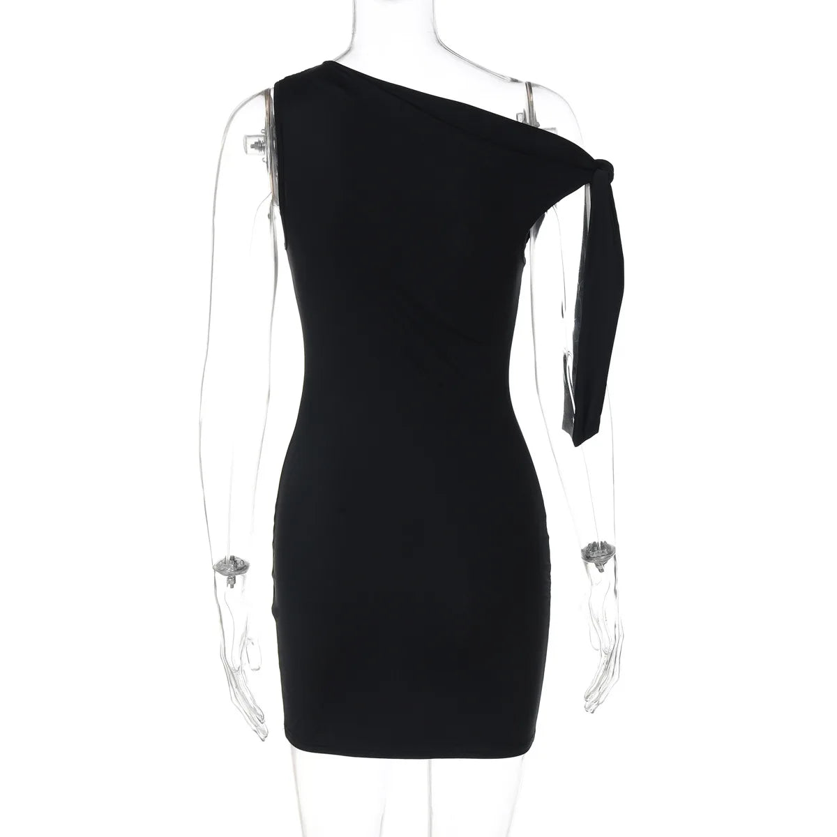 Talenza Black One Shoulder Mini Dress Fashion Hot Girls Sexy Sleeveless Patchwork Bandage Short Dresses Women New Tight Dresses