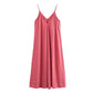 TRAF Slip Dress Women 2024 Summer Women's Loose Dresses Sleeveless Thin Straps Black Long Dresses Backless Beach Holiday Dresses
