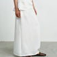Elegant High-Waisted A- Line Skirt For Women Summer Commuting Long Dress Textile Song WhiteDrapedSideSlitLongDress