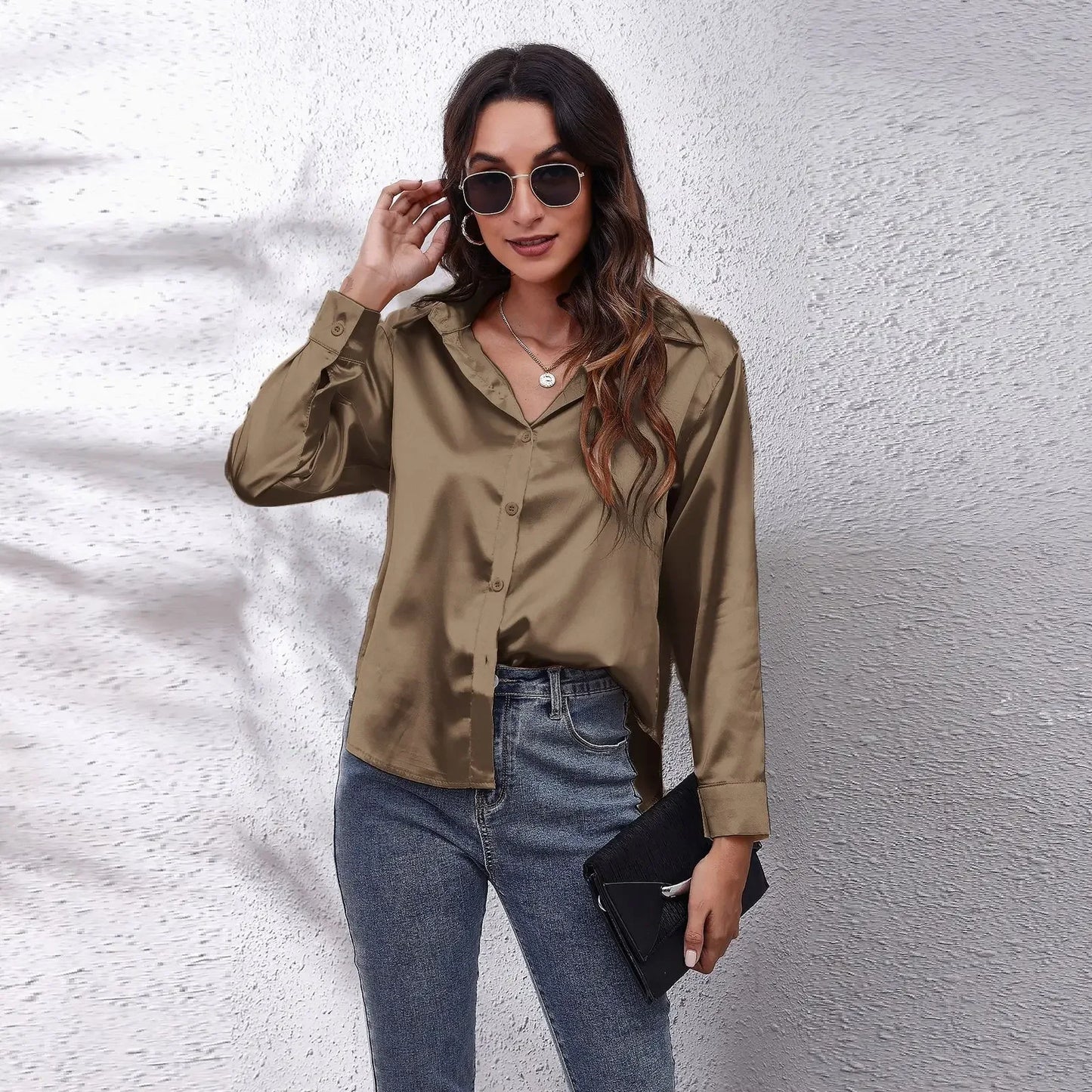 Satin Blouse Shirt Silk Tops Elegant Long Sleeve Loose Womens Blouses Camisas De Mujer Spring Autumn Streetwear Women Clothes