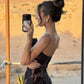 Mingmingxi Black Mesh Birthday Dress for Women 2024 One Shoulder Sexy Long Dress Slim Elegant Flower Wedding Guest Party Dresses