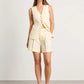 Wolfeel Cotton linen Chic Casual Vest Shorts Set Women's Fashion Commuter Sleeveless Tank Top Loose Shorts Suits Summer New