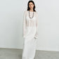 Elegant High-Waisted A- Line Skirt For Women Summer Commuting Long Dress Textile Song WhiteDrapedSideSlitLongDress