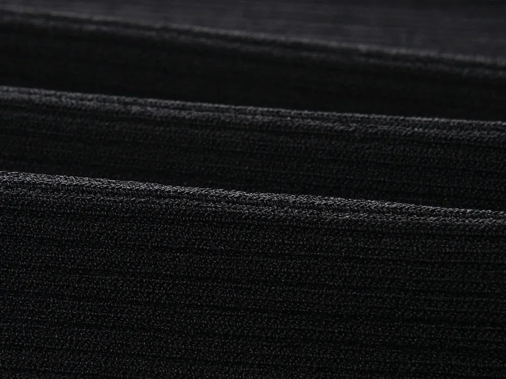 Black Knitted Long Dress Women's 2024 New Fashion Slim Button Maxi Dresses 5240160