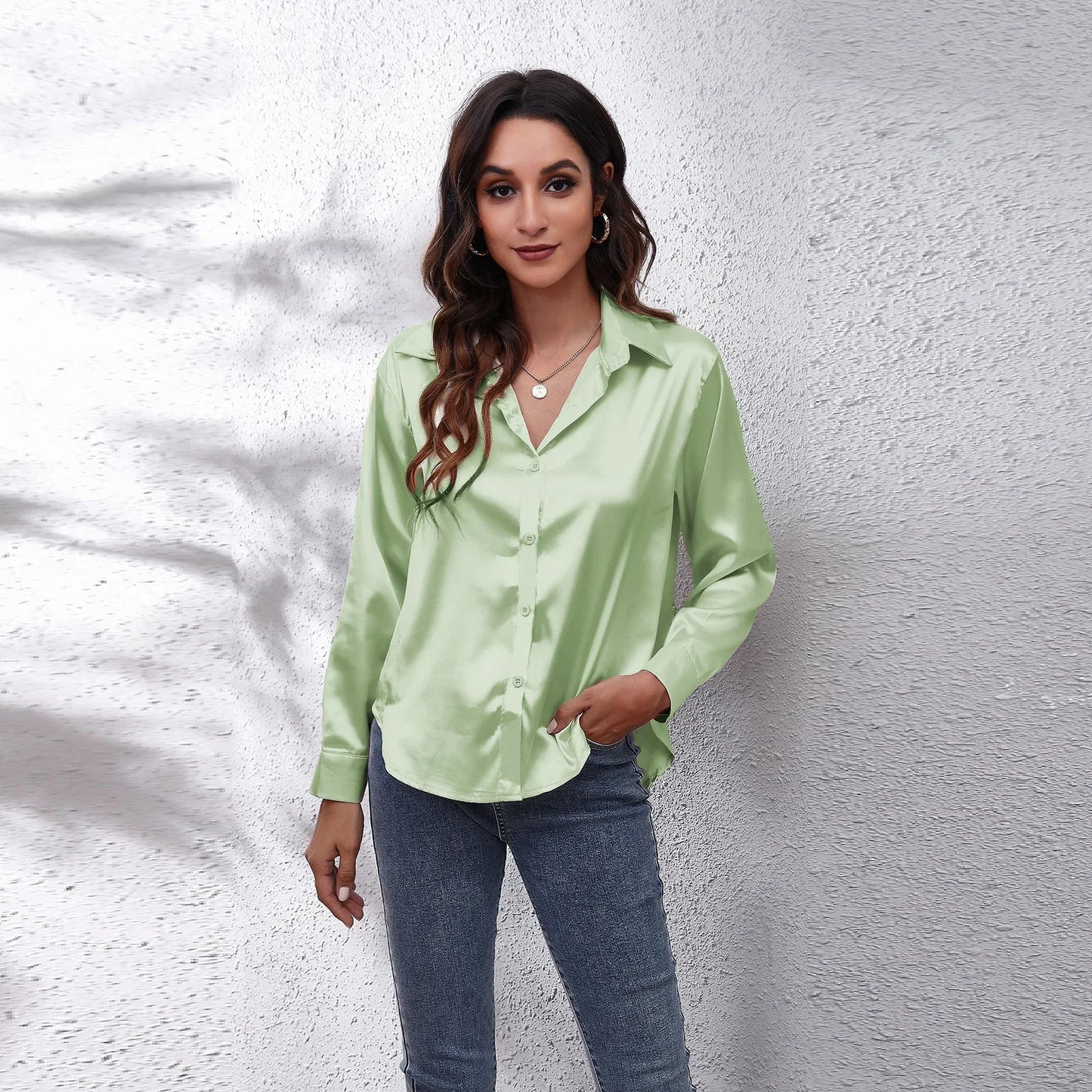 Satin Blouse Shirt Silk Tops Elegant Long Sleeve Loose Womens Blouses Camisas De Mujer Spring Autumn Streetwear Women Clothes