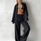Bornladies Cotton Casual Pants Sets Women's Solid Color Cozy Lapel Long Sleeve Shirt Summer Outfit Elastic Waist Pants Suits