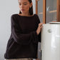 Original Fashion Hollow Out Knit Shirt Spring And Summer Women's Perspective Thin O-Neck Loose Elastic Long Sleeve Knit T-shirt