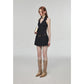 Summer Women Fashion Mini Halter Party Pleated Dress A-line Backless Black Striped V Neck Frocks Sexy Gyaru Y2k Streetwear Prom
