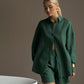 Wolfeel Women's Casual Shorts Sets 100% Cotton Solid Color Cozy Lapel Long Sleeve Shirt Summer New Elastic Waist Shorts Suits
