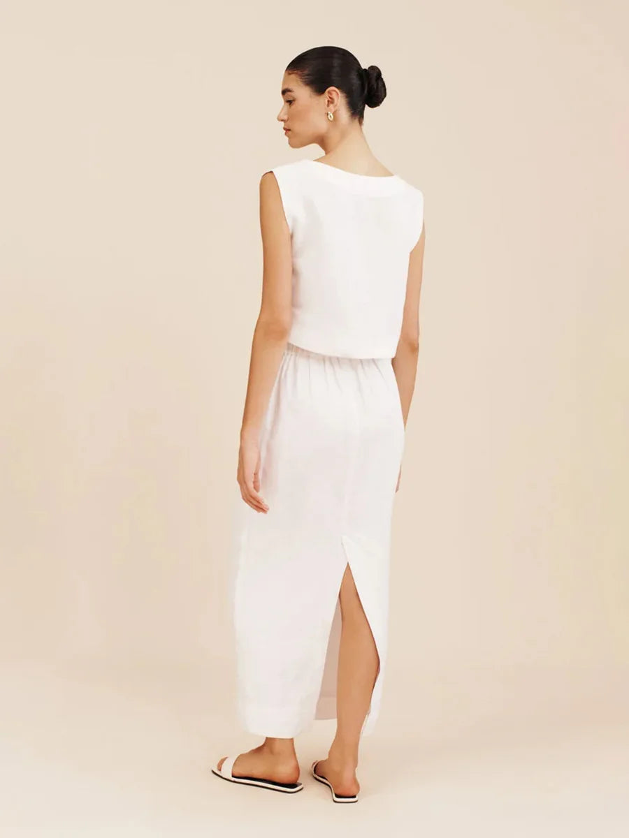 Bornladies Cotton Linen Vest Half Skirt 2-Piece Set  Women's Summer New INS Chic Short Vest Casual Set Split Long Skirt Suits