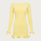 TARUXY Spring New Knitted Mini Dress For Women Fungus Contrast Color Slim Sweater Dress Elegant Female Party Clothes Long Sleeve
