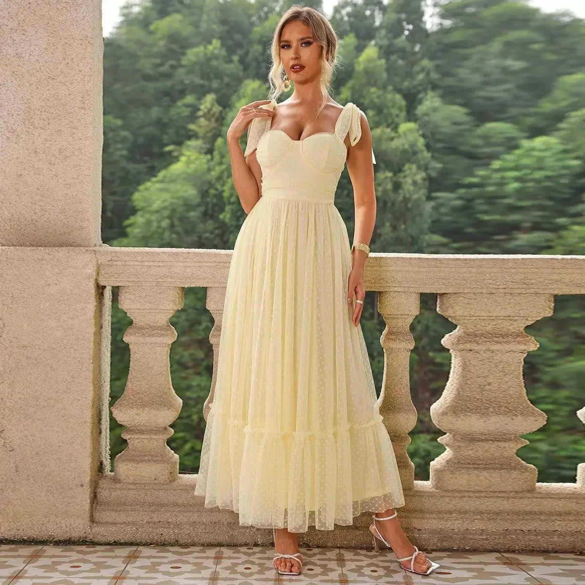Elegant Classic Gown Women's Double Layer Mesh Lining Corset Skirt High End Fashion Fairy Kimono For Special Occasions