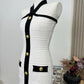 2025 Women Celebrity Sexy Backless Halter Button Bodycon Black Mini Bandage Dress Elegant Evening Club Party Dresses Vestidos