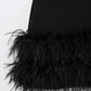 TRAF Women's Dress Feathers Sleeveless Mini Dress Elegant Black Short Dresses Bodycon Party Dresses Woman Vest Christmas Dress