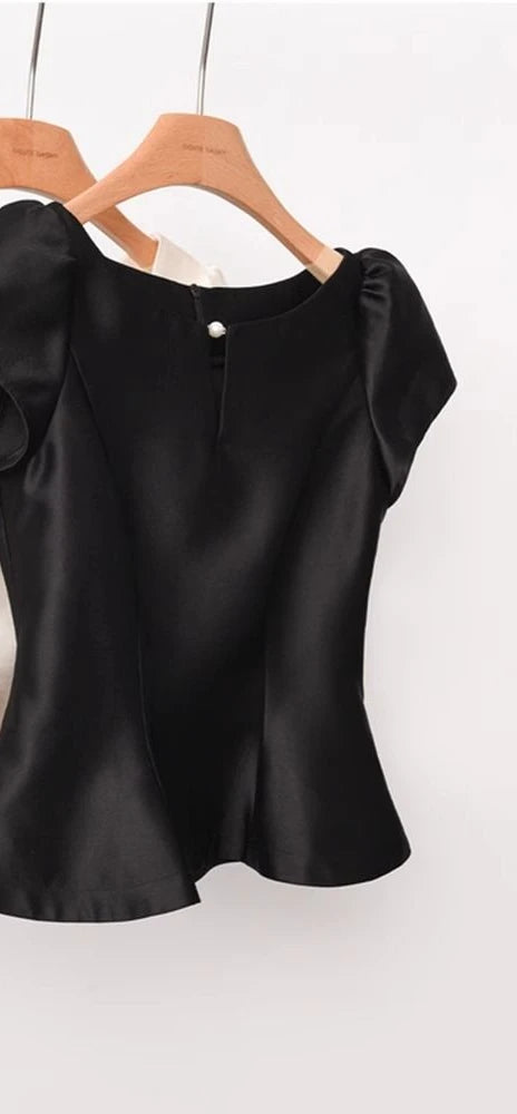 2025 Blusas Mujer De Moda Solid O Neck Shirts Women Puff Sleeve Summer Blouses Crop Tops Fashion Zipper Temperament Blouse