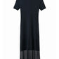 Amii Minimalism 2024 Women's Knitted Dresses Summer New V-neck Spliced Chiffon Short-sleeve Female Slim Fishtail Dress 12442152