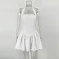 Trendix Ruffle Mini Dress Femme Sexy Backless Patchwork Sleeveless Slim A-Line Dress Vacation Casual Beach Party Elegant Dresses