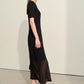 Amii Minimalism 2024 Women's Knitted Dresses Summer New V-neck Spliced Chiffon Short-sleeve Female Slim Fishtail Dress 12442152