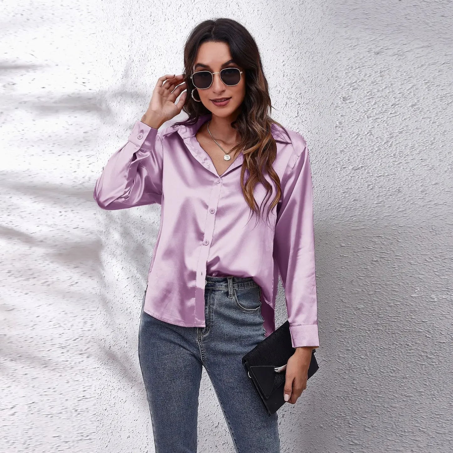 Satin Blouse Shirt Silk Tops Elegant Long Sleeve Loose Womens Blouses Camisas De Mujer Spring Autumn Streetwear Women Clothes