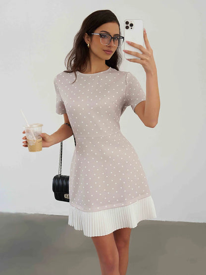 Elegant Retro Black Polka Dot Dress Women Office Style Sexy Short Summer Dresses Short Sleeve Polka Dot Beach Dress Women 2025