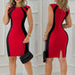 Elegant Women Party Club Dresses 2023 Summer Fashion Colorblock Round Neck  Bodycon Dress Sleeveless Casual Mini Black Dress