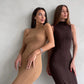 Tossy Sleeveless Knitwear Turtleneck Long Dress Female Slim Elegant Fashion Autumn 2023 Ribbed Knit Dress For Women Maxi Dress