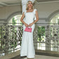 Fashionable Square Collar Butterfly Knot Shoulder Strap Slim Fit Long Dress Cross-Border Women's Spring New Arrival Gown