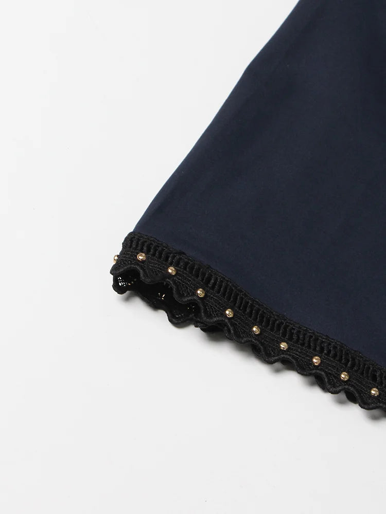 GALCAUR Elegant Two Piece Sets For Women Lapel Short Sleeve Tops High Waist A Line Pleated Skirts Solid Set Female Summer 2023