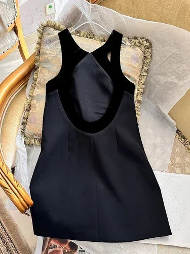 Spring Dresses 2024 New Fashion Velvet Sexy Backless Slip Dress for Women Loose Bow Girl's Elegant Party Short Ladies Dress