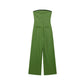 TRZA-Strapless Linen Jumpsuits for Women, Straight Neck, Back Zipper, Female Playsuits, Chic Fashion