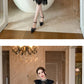 Women's French Noble Elegant Prom Dresses Black Lace Sheer Perspective Diamond High Waist Fishtail Robe Party Banquet Vestidos