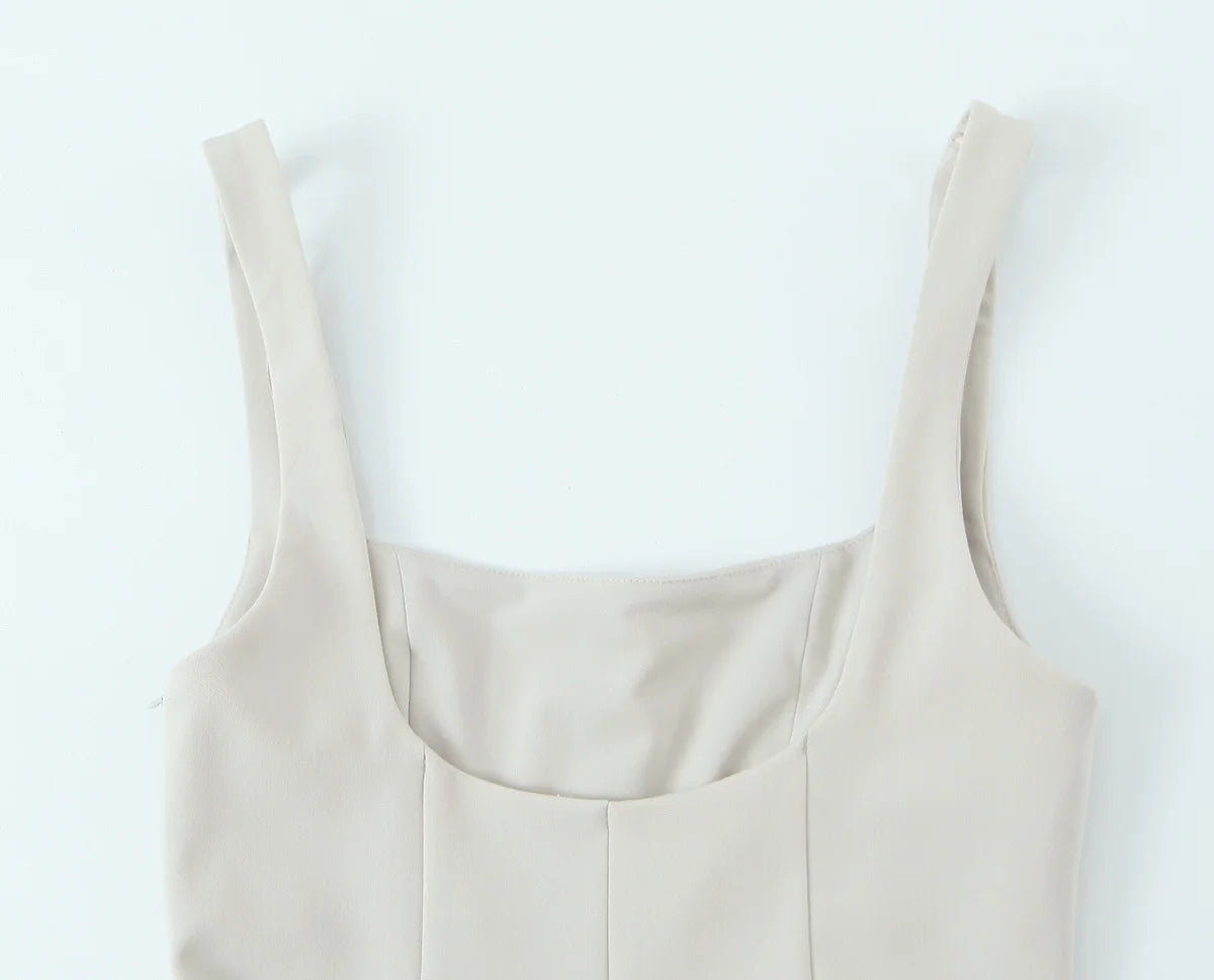 Women's new chic fashion flip decoration casual versatile suspender jumpsuit retro sleeveless backless women's short jumpsuit