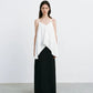 Elegant High-Waisted A- Line Skirt For Women Summer Commuting Long Dress Textile Song WhiteDrapedSideSlitLongDress