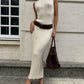 Tossy Sleeveless Knitwear Turtleneck Long Dress Female Slim Elegant Fashion Autumn 2023 Ribbed Knit Dress For Women Maxi Dress