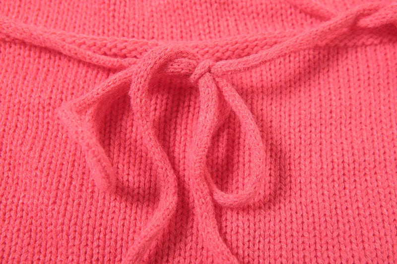 TARUXY Knitted Hollow Tanks Top Female Sexy Backless Lace Up Solid Sweater Vest Slim Halter Short Tops Casual 2025 Summer New