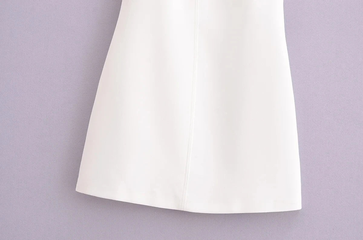 TRAF New White Black Dress Women Off Shoulder Halter Short Dresses Summer Elegant Party Dresses Bodycon Red Blue Mini Dress