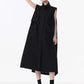 [EAM] Women Green Pocket Hem Drawstring Big Size Vest Dress New Stand Collar Sleeveless Fashion Tide Spring Autumn 2025 1DJ0147