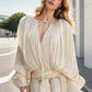 Luxury Elegant Mini Dress For Women V Collar Lace Up Blouse Dresses Long Sleeve Stacked Hem Vestido 2025 New Lady Women Clothing