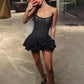 Talenza Black Lace Strapless Dress Women's Sexy Sleeveless Pleated A-Line High Waist Dress Backless Off Shoulder Y2k Party Dress