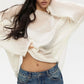 Original Fashion Hollow Out Knit Shirt Spring And Summer Women's Perspective Thin O-Neck Loose Elastic Long Sleeve Knit T-shirt