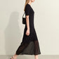 Amii Minimalism 2024 Women's Knitted Dresses Summer New V-neck Spliced Chiffon Short-sleeve Female Slim Fishtail Dress 12442152